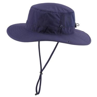 Imagem de Chapéu masculino Sun Hat Connectyle UPF 50+ de aba larga azul marinho