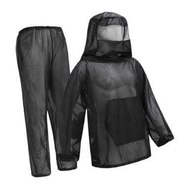 Imagem de MERIGLARE Conjunto de macacão para apicultor, roupa para apicultor, capuz ventilado com zíper, blusa de malha leve e calças, proteção externa para jardinagem, M L Black