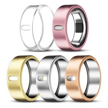 Imagem de ZOOROO Pacote com 5 capas compatíveis com Oura Ring Gen 4/Oura Ring Gen 3/3 Horizon, carregamento Surport com capa, protetor de TPU antiarranhões para mulheres e homens (transparente+prata + ouro +