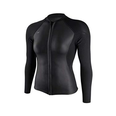 Imagem de O'Neill Wetsuits Jaqueta feminina Bahia 1/,5 mm com zíper total, preto deslizante, 42