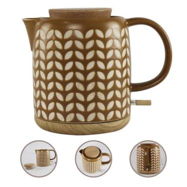 Imagem de Chaleira Elétrica Porcelana 1L Marrom Luxo Base 360 - 127V - Tuut