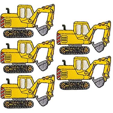 Imagem de Ranger Return Conjunto 5 de miniescavadeiras pequenas e fofas para retroescavadeiras, escavadeiras, desenhos animados, crachá, decalque pequeno, decalque decorativo, aplique de reparo em costurar