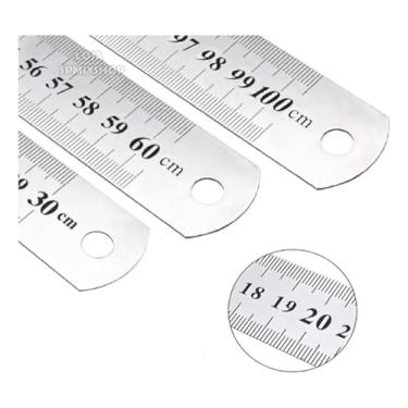 Imagem de Kit 3 Réguas 30cm + 60cm + 1 Metro - Metal Aço Inox – Patchwork, Artesanato e Costura Criativa Oferece Medição Exata Em Cortes Retos E Traçados, Garantindo Resultados Profissionais Em Cada Projeto