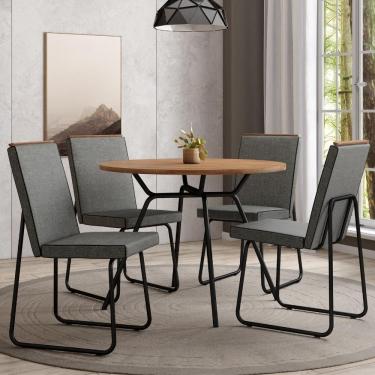 Imagem de Conjunto Sala de Jantar 4 Cadeiras Glasgow Carraro Grafite Preto