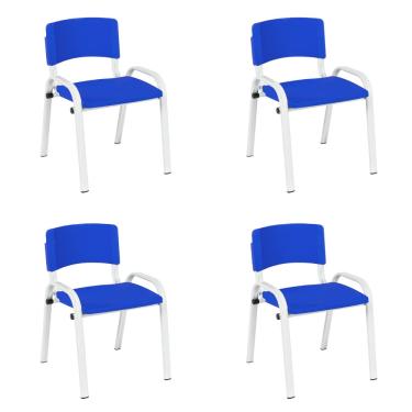Imagem de Kit 4 Cadeiras Escolares ISO Infantil Base Branca Estrutura Metálica
