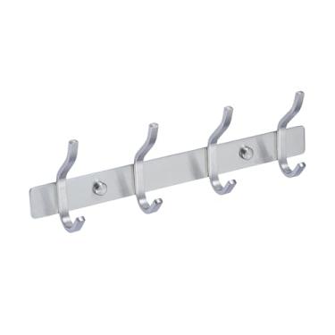 Imagem de AZW Suporte de parede para cabideiro, ganchos de metal resistente de aço inoxidável para pendurar para roupões, bolsas, chaves, chapéu, roupas e toalhas de banheiro (níquel prata escovado, 4 ganchos