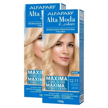 Imagem de Kit 2X Tintura Creme Alta Moda Alfaparf Louro Platina Cinza Intenso 12.11