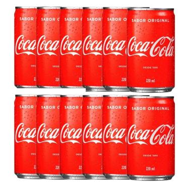 Imagem de Kit 12 Refrigerante Coca Cola Lata 220ml