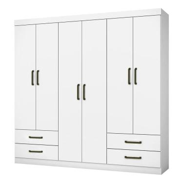 Imagem de Guarda Roupa Hercules 6 Portas e 4 Gavetas Sem Espelho Branco - Carioca Móveis