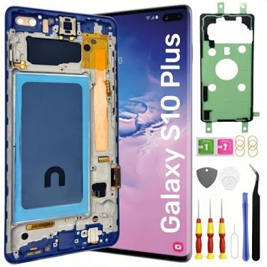 Imagem de LNONLS Substituição para montagem de tela LCD Samsung Galaxy S10 Plus para Samsung Galaxy S10Plus LCD sensível ao toque com moldura S10+ 6,4 polegadas G975U G975FD G975A sem impressão digital (azul)