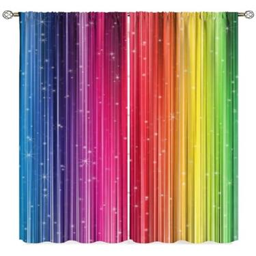 Imagem de Cortinas de janela listradas arco-íris para crianças, tratamentos de janela arco-íris coloridos abstratos, clima, felicidade, natureza, conceito, cortinas de janela para meninos e meninas, sala de