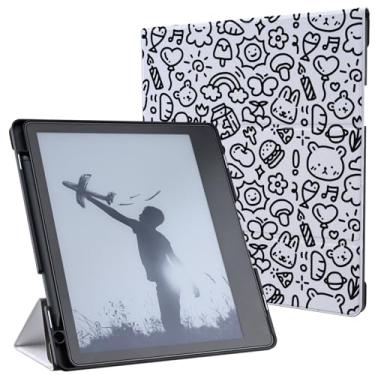 Imagem de MAYCARI Capa Silm para Kindle Scribe de 10,2 polegadas lançado em 2024/2022 com suporte para caneta, capa protetora de plástico PU Doodle Art com hibernar/despertar automático para Kindle Scribe de