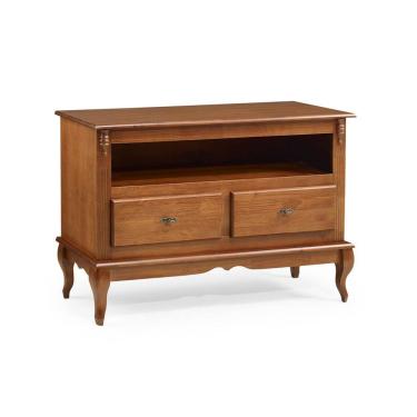 Imagem de Rack de Madeira Maciça para Sala com Pés Luis XV 2 Gavetas e Nicho 60502 Linz Móveis - Imbuia Glazer