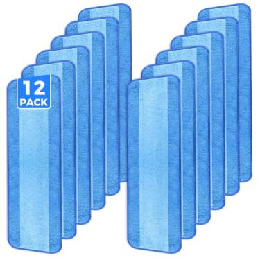 Imagem de wlich Pacote com 12 almofadas de limpeza de microfibra, almofadas de esfregão de microfibra de 45 cm compatíveis com Bona Mop, refis laváveis e reutilizáveis para pisos laminados de azulejo de madeira
