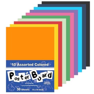 Imagem de Quadro de pôster colorido, 28 x 35 – pacote com 30, 10 cores neon sortidas, papel de pôster grosso de 10 pontos para exibição de arte, artesanato, projetos escolares e materiais de sala de aula