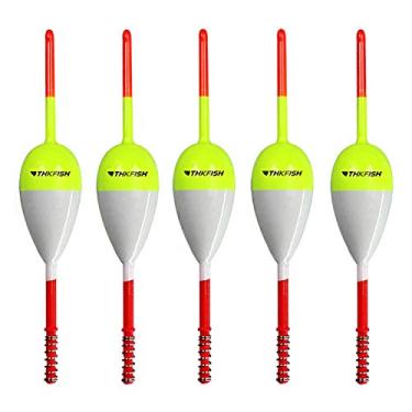 Imagem de THKFISH Boias de pesca e boias de madeira balsa, boias de mola, boias ovais, boias deslizantes para crappie panfish Walleyes, bobber fixo 5 x 3,5 x 12 cm, 5 peças