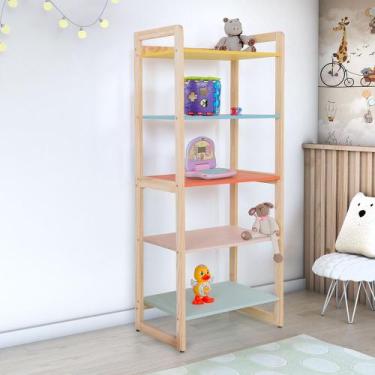 Imagem de Estante Infantil Alta para Livros e Brinquedos Diversos 64x150cm Color