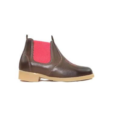 Imagem de Bota Botina Kansas Infantil em Couro Legítimo Castor com Detalhes Rosa Kapell (cafe, BR, Criança de 1 a 3 anos, Numérico, 23)