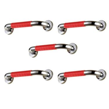 Imagem de Barra de Apoio 40cm Inox Suporte Antiderrapante Kit 5 uni Evita Aciden