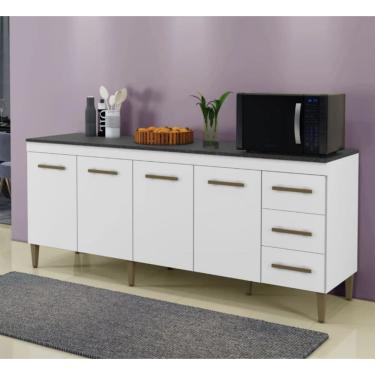 Imagem de Balcão Atenas 4 Portas 3 Gavetas Kaiki Móveis - Branco