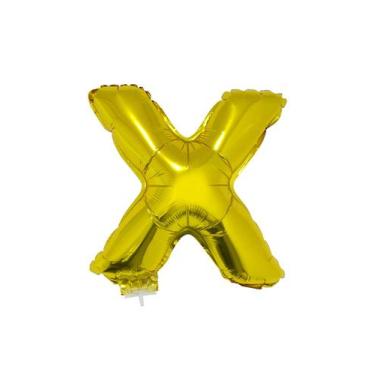 Imagem de Balão Metalizado 16" Funny Letra X Dourado com Suporte, UNICA