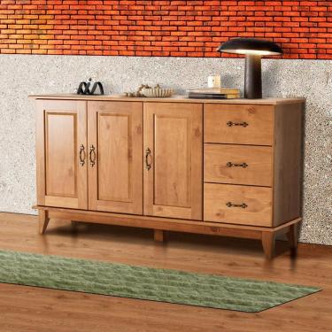 Imagem de Buffet Aparador Rústico Madeira Maciça 3 Portas 3 Gavetas Bella JM Móveis