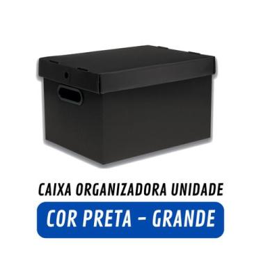 Imagem de Caixa Organizadora Grande Com Tampa Lisa Multiuso - Polycart, Preto