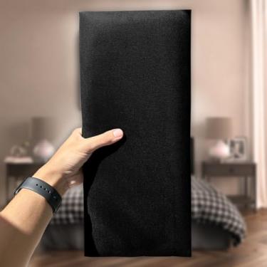 Imagem de Cabeceira Estofada Modular Cama Solteiro Painel 1,00mX60cm Módulos Adesivos (Preto)