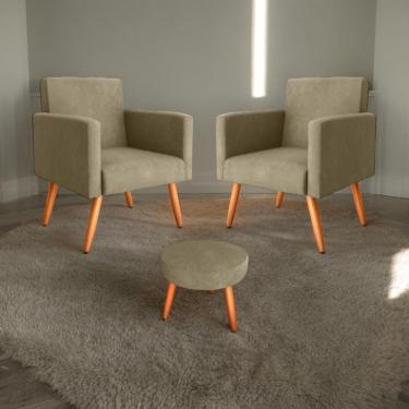 Imagem de Conjunto Poltronas E Puff Iara Veludo Turkey Cappuccino