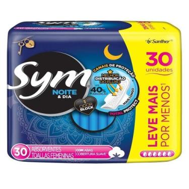 Imagem de Absorvente Sym Noite e Dia Cobertura Suave com Abas Embalagem com 30 U