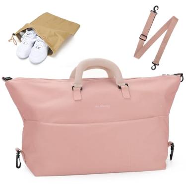 Imagem de Outplea Bolsa de viagem feminina de 25 L, bolsa de mão de fim de semana com bolso molhado com bolsa de sapatos separada para aviões, bolsa esportiva pequena para academia com alças espessas para