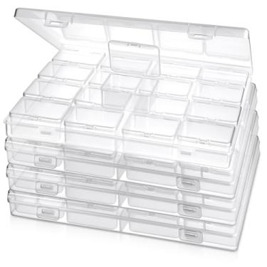 Imagem de Recipientes de armazenamento de contas, 64 mini caixas organizadoras com tampa articulada, pequenas peças organizadoras, caixas de plástico, mini recipientes transparentes para artesanato, joias