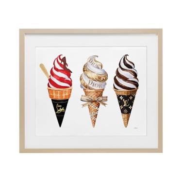 Imagem de Stupell Industries Impressão emoldurada de bétula de sorvete Glam Swirled Under Glass por Amanda Greenwood, 33 x 40 cm