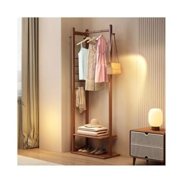 Imagem de ZzleoyuUUs-12 Suporte para casaco de madeira maciça, suporte para roupas, quarto, sala de estar, armazenamento vertical, simples, varanda e secador, cabideiro (branco)