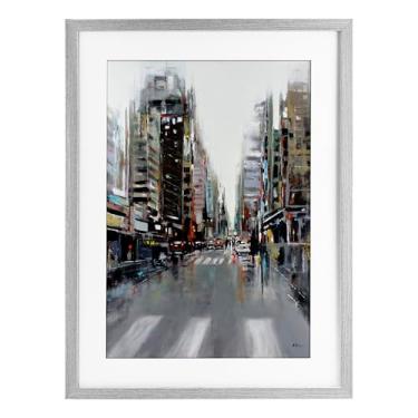 Imagem de Stupell Industries Impressão emoldurada cinza paisagem urbana de La Ville design sob vidro por Aziz Kadmiri, 20 x 14