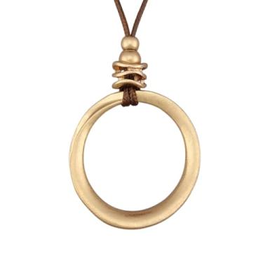 Imagem de joymiao Colares boêmios femininos longos de couro com pingente grande, joia hippie boho, colar com pingente, Couro sintético, Sem Pedra Preciosa