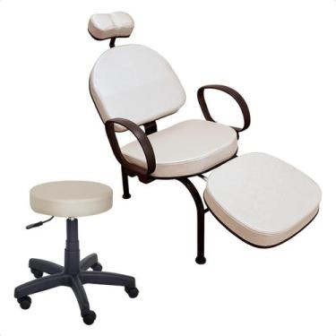 Imagem de Kit Cadeira e Mocho de Maquiagem Estética Designer Unha Conforty For t