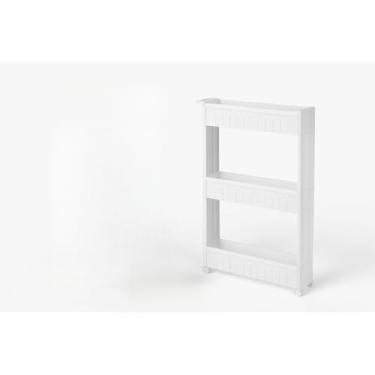 Imagem de Prateleira Armário Multiuso Rodinhas Organizador de Cozinha Banheiro e Lavanderia Varios(Branco-2 Andares)