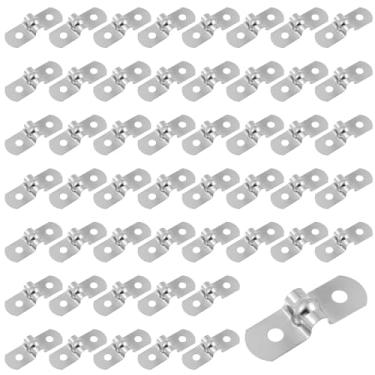 Imagem de 50 peças de 1/10.2 cm suporte U de alça de dois furos, braçadeira de tubo rígido M5 braçadeira de tubo de aço inoxidável braçadeira de conduíte para fixação de tubos