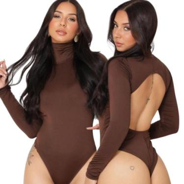 Imagem de Body Suplex Costa Aberta Manga Longa Gola Alta Moda Gringa Blogueira I