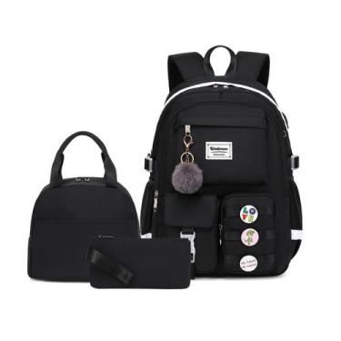 Imagem de Mochila feminina casual preta impermeável Wadirum
