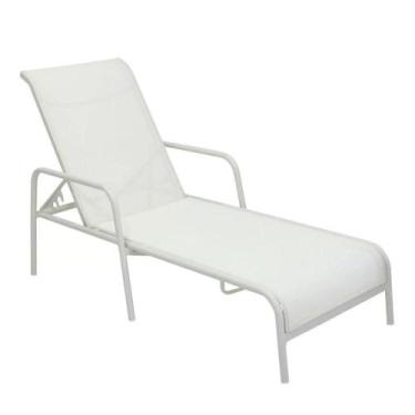 Imagem de Espreguiçadeira Modelo Sling Em Tela E Alumínio Branco - Nossa Kasa