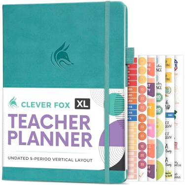 Imagem de Clever Fox Agenda de professores – Agenda de ano escolar com calendários e planos de aula – livro para sala de aula e organização de ensino em casa, A4 (turquesa)
