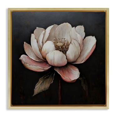 Imagem de Stupell Industries Arte de parede em tela flutuante dourada com flor de lótus vintage por LSR Creative Studio, 63 x 63 cm