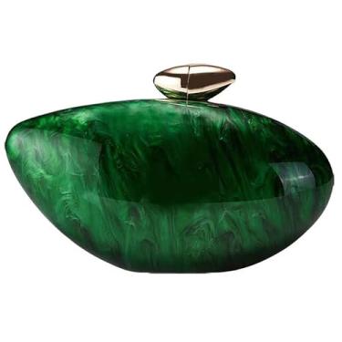 Imagem de louceko Bolsa de ombro feminina moderna de corrente transversal bolsa de mão acrílica para casamento à noite bolsa clutch formal, 1 verde