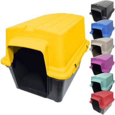 Imagem de Casa Casinha Cachorro Cães Plástico Raças Porte Pequeno 2 em 1 N3 Azul