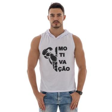 Imagem de Camiseta Regata De Academia Com Capuz Leve E Confortavel Estampada Mot