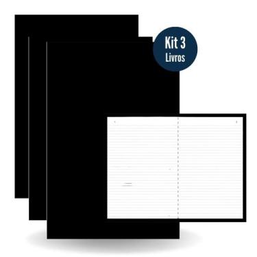 Imagem de Livro Ata Grande Capa Dura Preto 100 Folhas Numerado Kit 3 un sem Marg