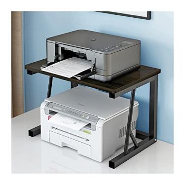 Imagem de Suporte de impressora para mesa impressora doméstica copiadora prateleira de armazenamento material de escritório rack de acabamento de mesa multi-camadas metal madeira impressora mesa carrinho de