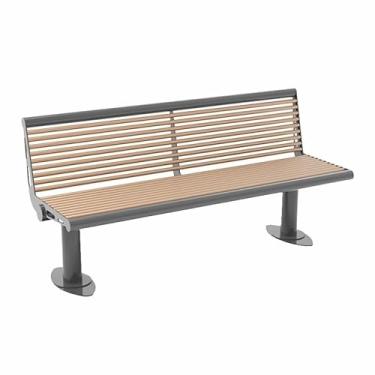 Imagem de Banco externo de aço completo, banco de jardim externo com encosto, sem braço, assento de lazer de metal estável para pátio, jardim, bancos de jardim fáceis de instalar (cor: 180 * 54 * 78 cm)